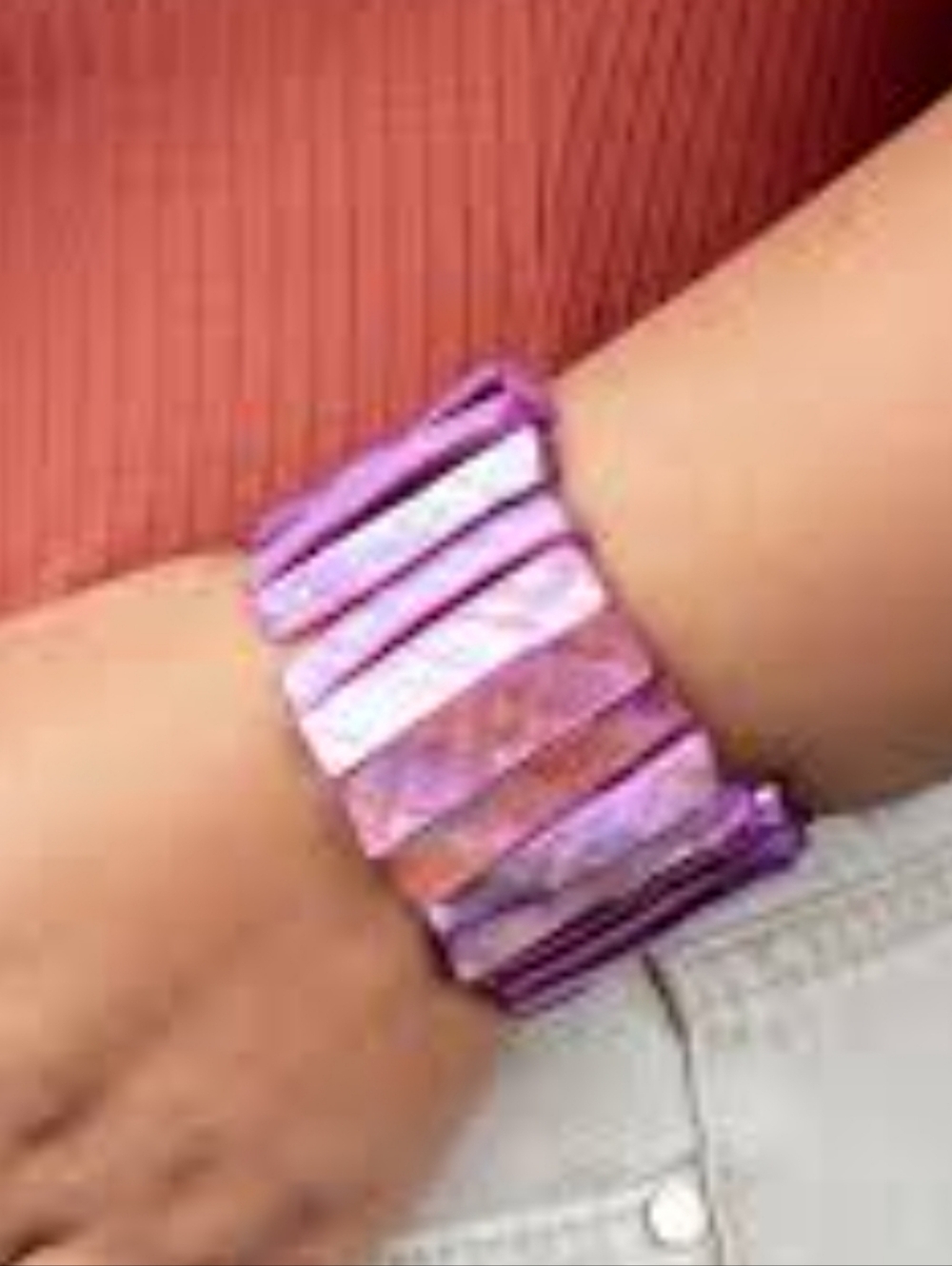 Paparazzi Beach Blast Purple Faux Shell Stretch Bracelet